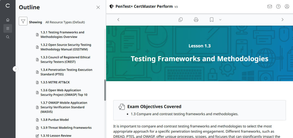 CompTIA PenTest+ CertMaster Perform  PT0-003 (V3) (12 Month Access )