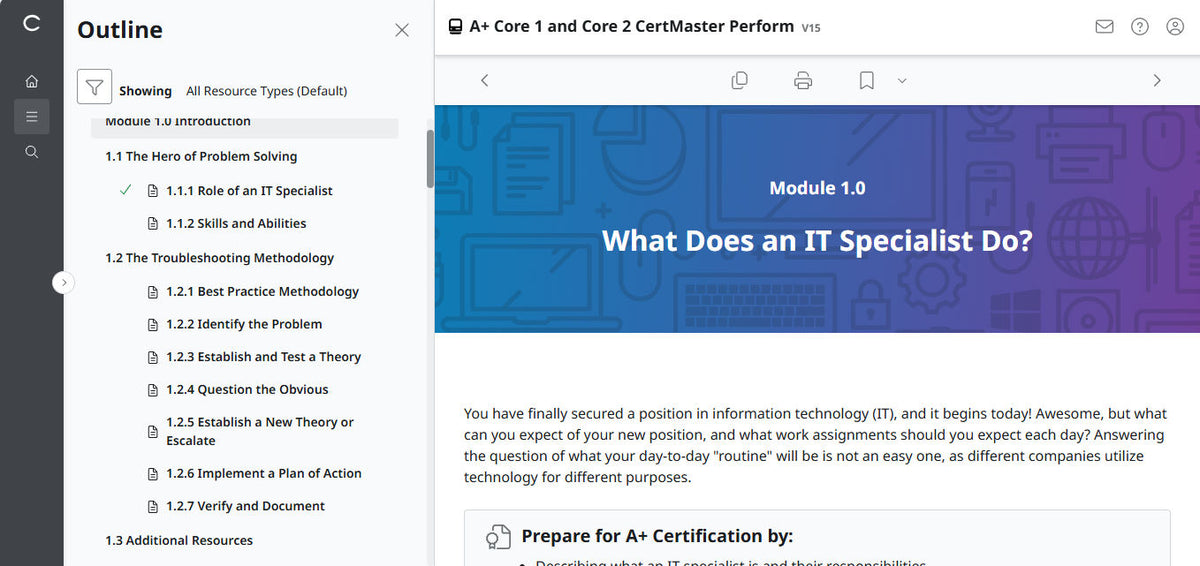 CompTIA A+ Core 1 & 2 CertMaster Perform  (V15)