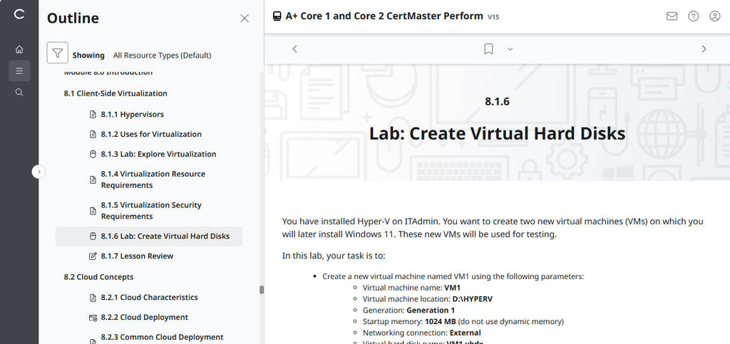 CompTIA A+ Core 1 & 2 CertMaster Perform  (V15)