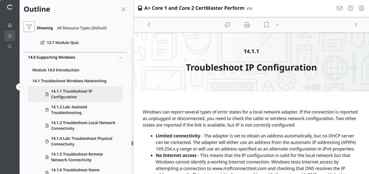 CompTIA A+ Core 1 & 2 CertMaster Perform  (V15)